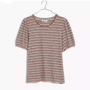 Madewell Striped Superlight Jaquard T-Shirt with Puff Shoulders